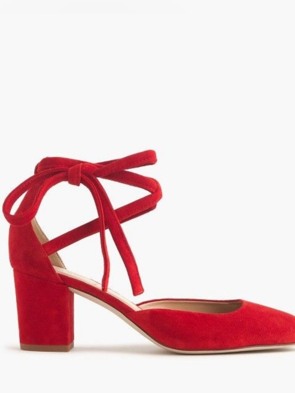 J. Crew Sophia Red Suede Block Heels 7